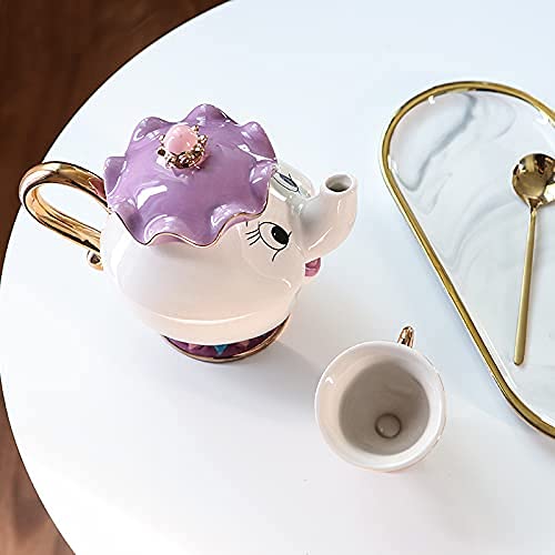 GZHaiTuoSi Mrs Potts teapot non-drip spout prevents spills.