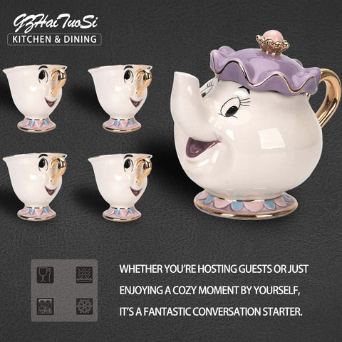 GZHaiTuoSi chip mugs 80ml, comfortable golden handles for neat tea.