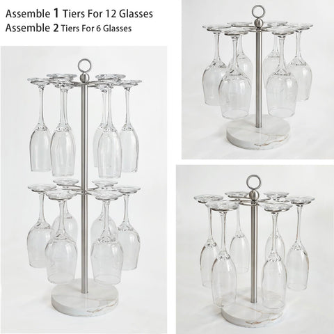 Detail of brushed nickel finish on GZILA stemware rack
