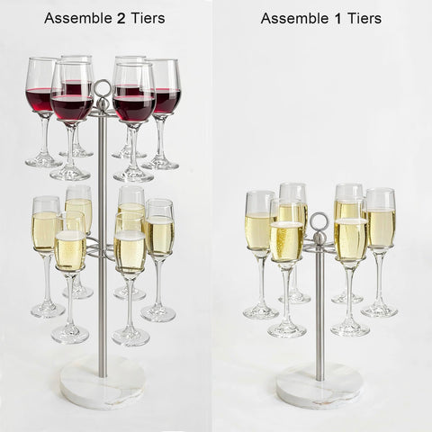GZILA 2-tier wine glass tree displaying twelve glasses for entertaining