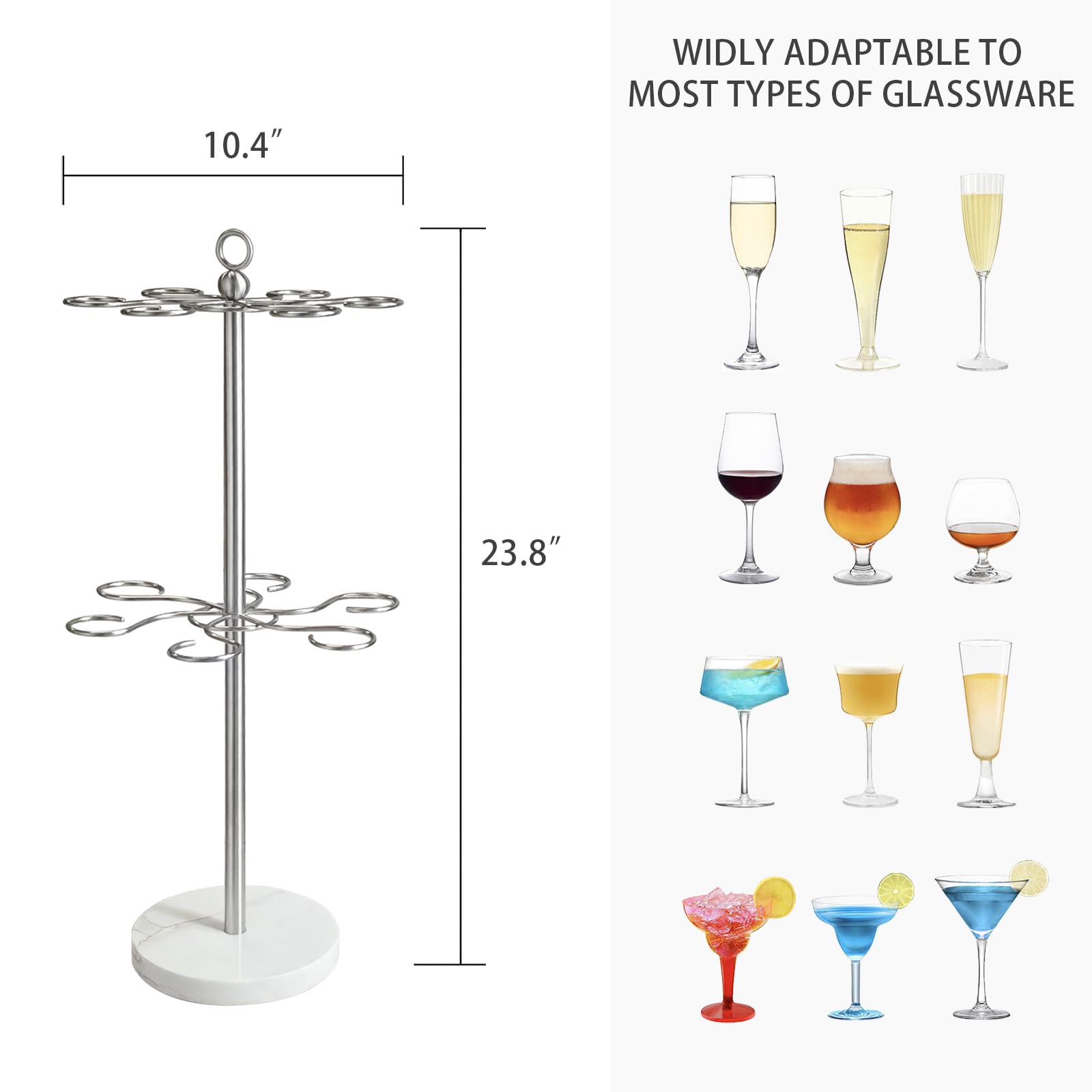 GZILA 1-tier wine glass tree holding six glasses at a compact setup