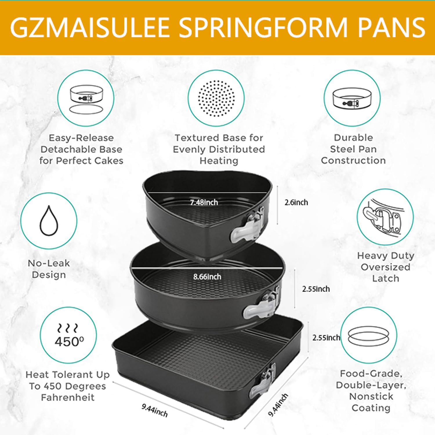 GZMAISULEE round 8-inch pan delivers even baking and clean release.