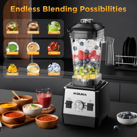 H-Duka blender crushing ice for silky frozen drinks and desserts.