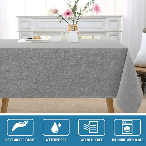 H.VERSAILTEX waterproof tablecloth demonstrates durable spill protection for meals