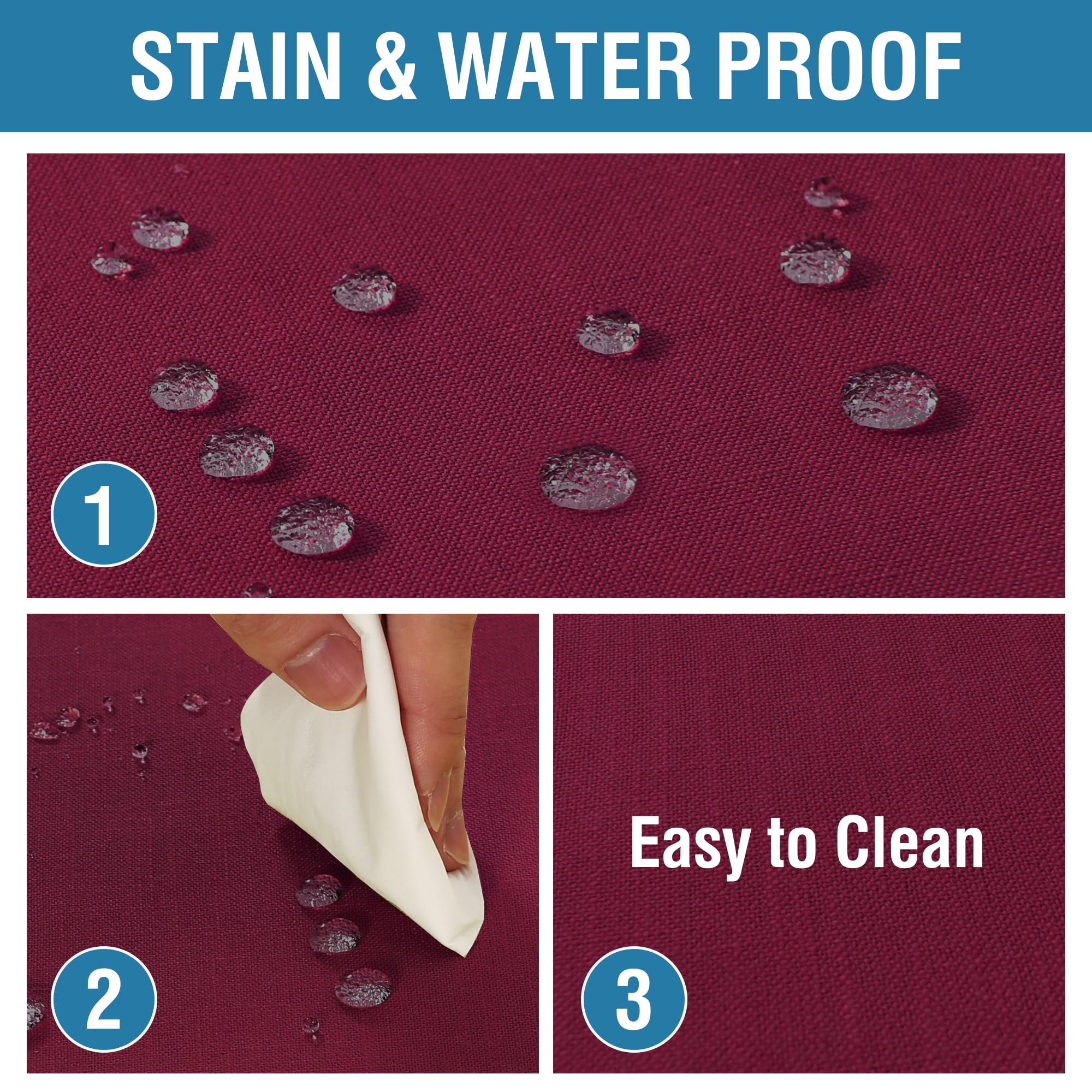 H.VERSAILTEX wrinkle-resistant tablecloth closeup shows smooth, thick fabric.