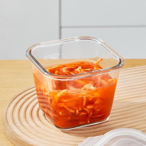 H.JSS WDJS microwave-safe square glass container ready for quick reheats.