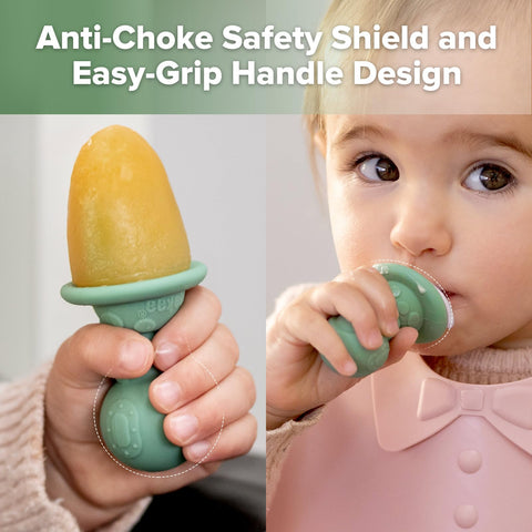 Anti-choke stopper enhances snack safety during use.