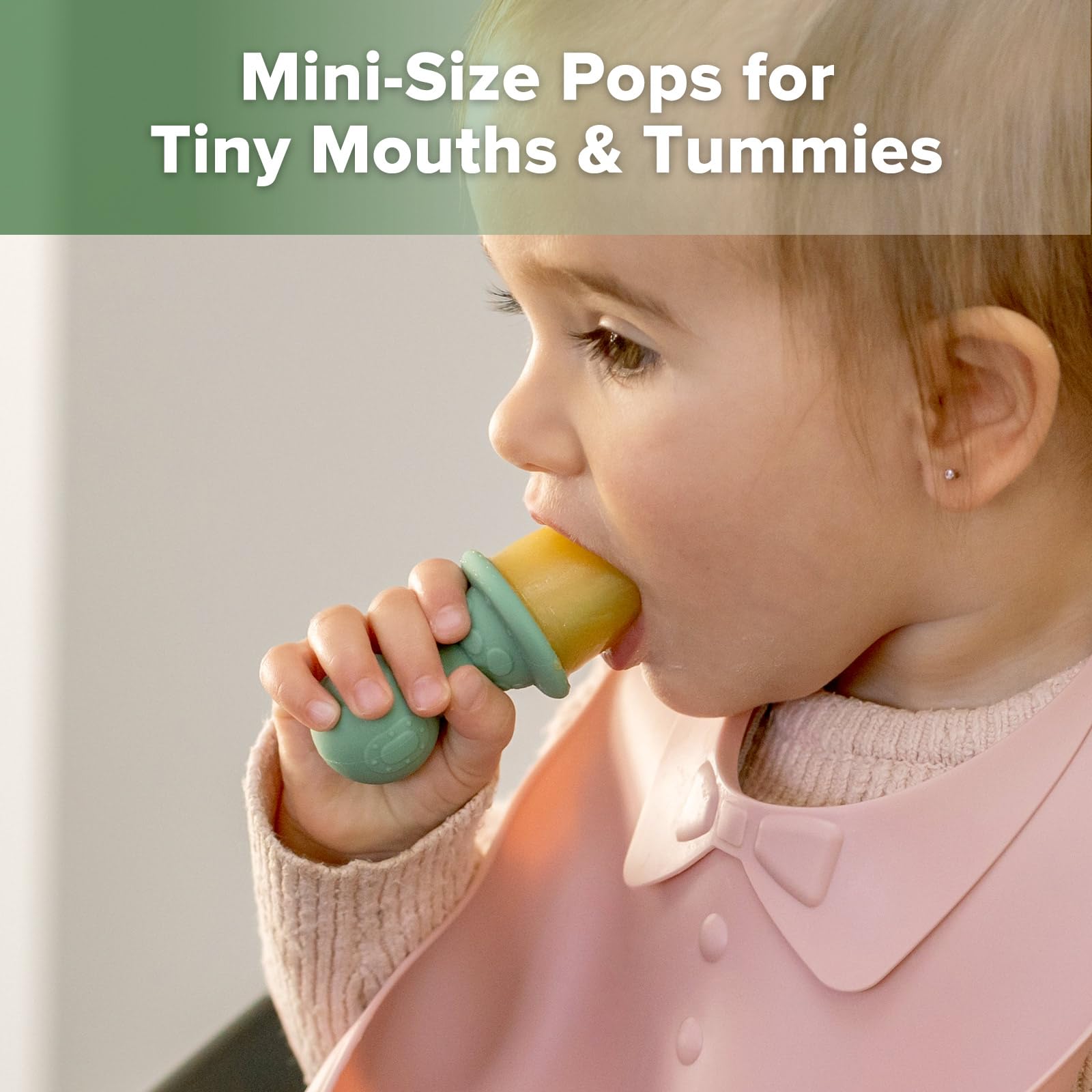 Haakaa mini silicone popsicle molds for breastmilk, purée, or yogurt treats.