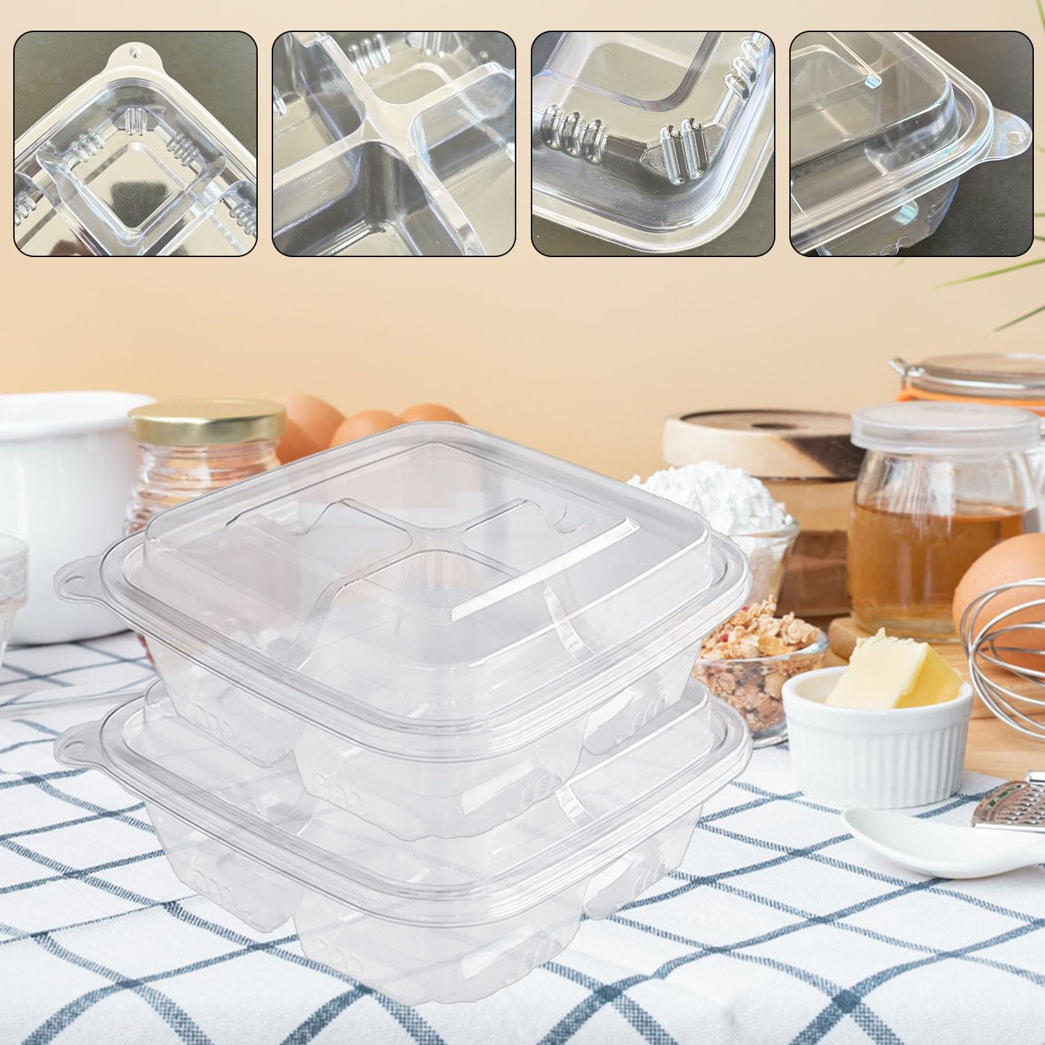 Haawooky leakproof lid on four-compartment container prevents mixing