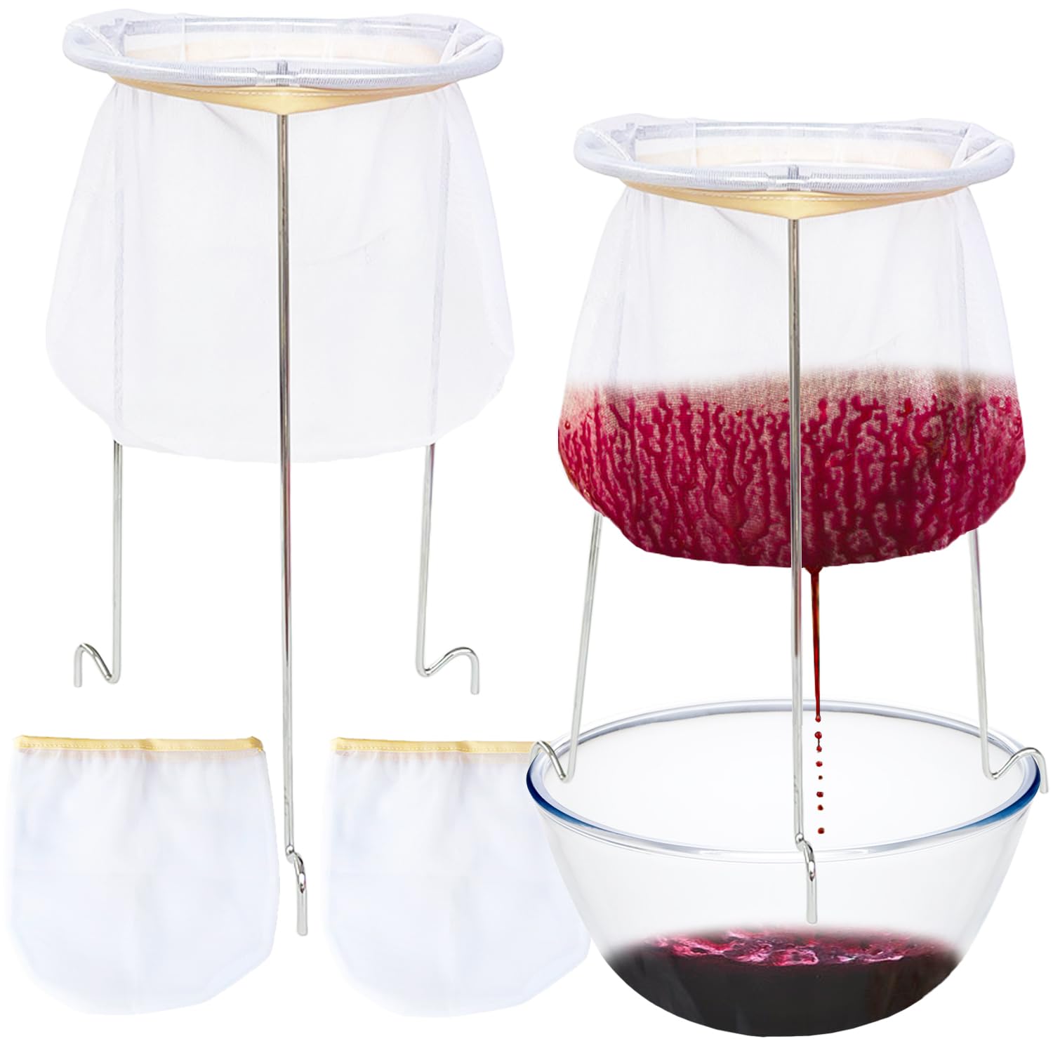 Haawooky strainer stand in white and silver for precise filtration.