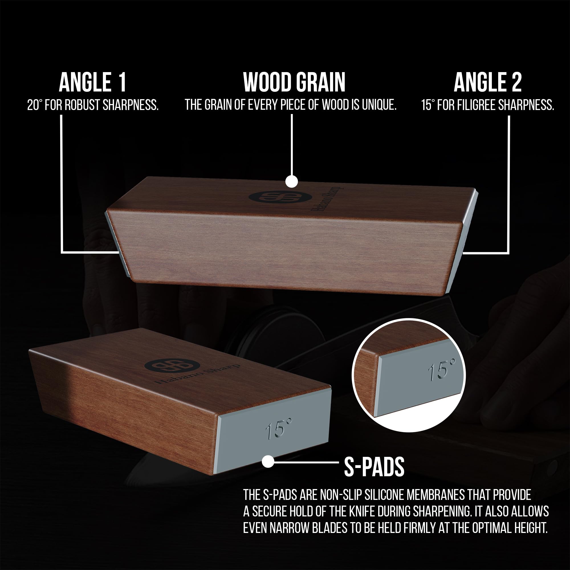 Habano Sharp 20-degree angle setting for robust kitchen knife sharpening