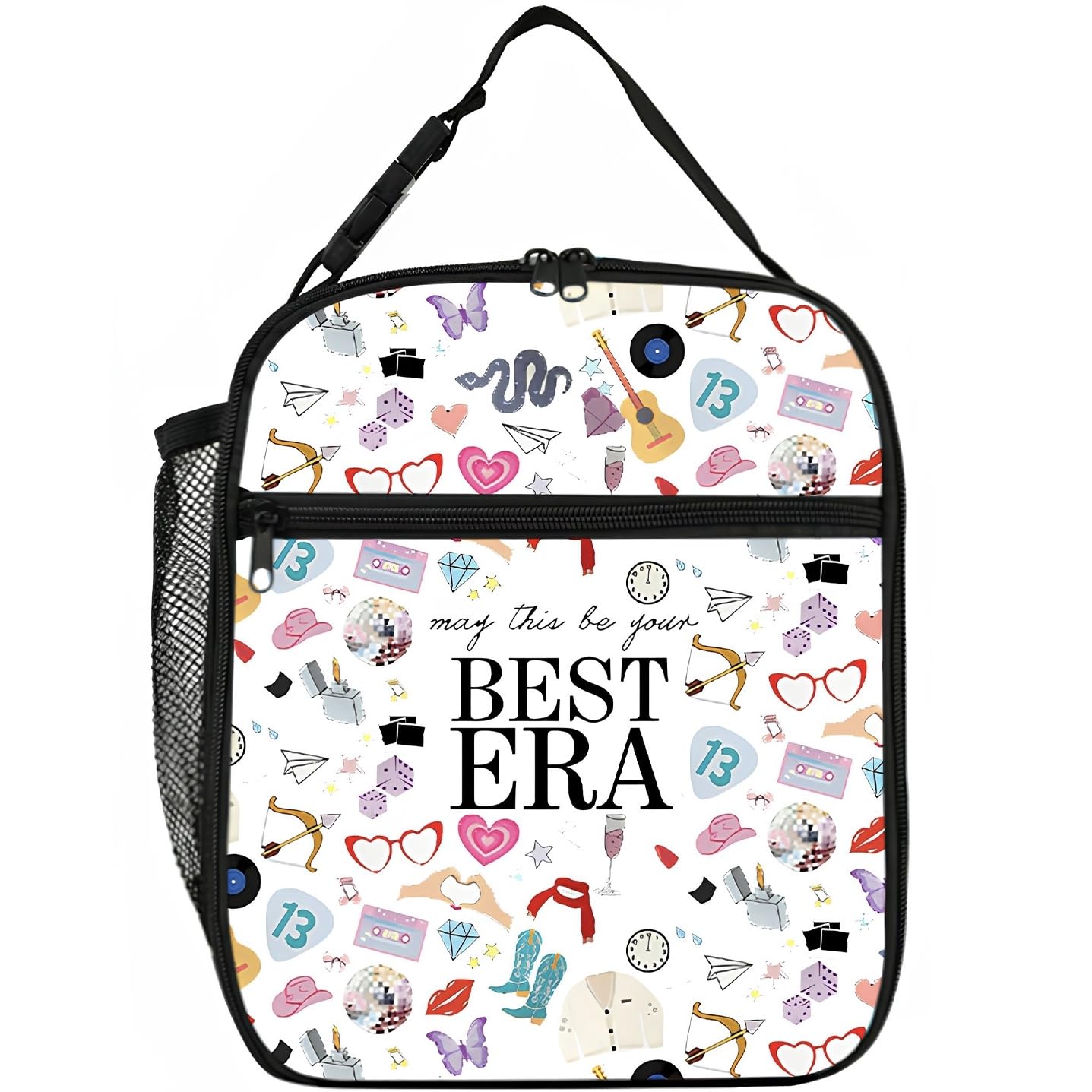 HABITAYGI best era lunch bag print close-up for school lunches and stylish vibe.