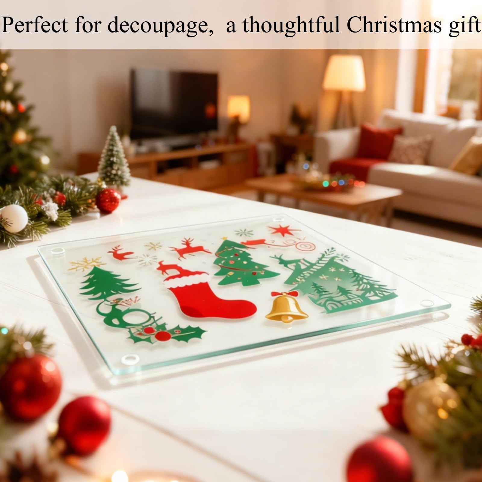 Hacaroa craft mat for decoupage and DIY palettes on a glass board