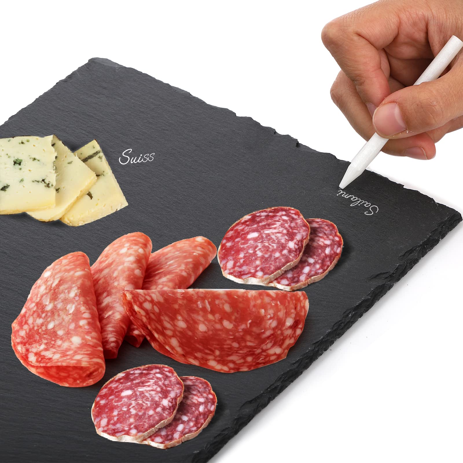 Hacaroa easy-clean slate platter simplifies cleanup after gatherings.