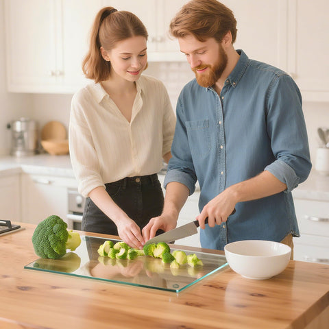 Hacaroa compact cutting board small with rounded edges for safe handling.