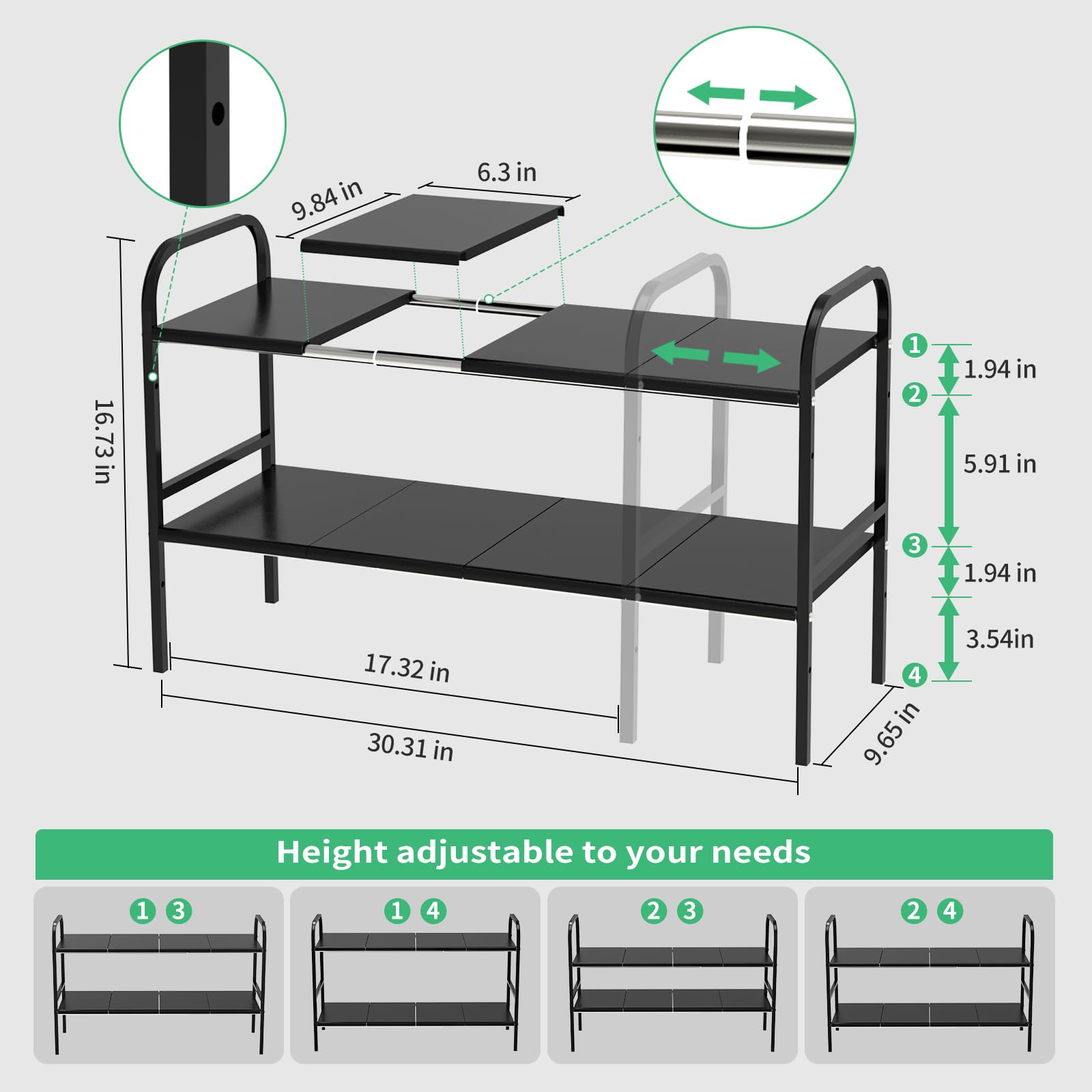 HADWER eight removable boards close-up highlighting customizable compartments for diverse storage.