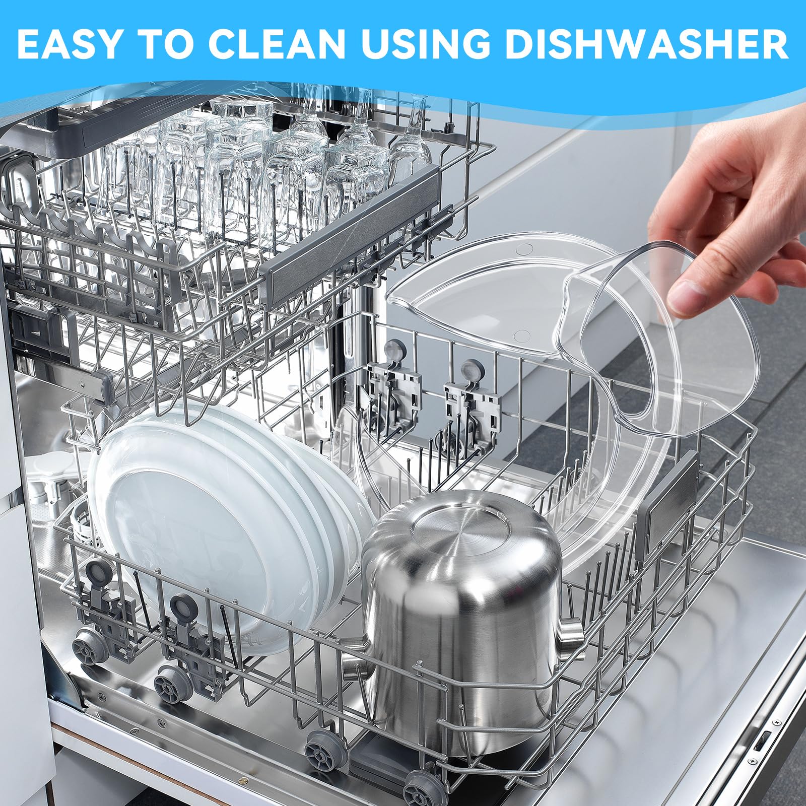 HAEGCKCA pouring shield with pour spout enables seamless ingredient addition.