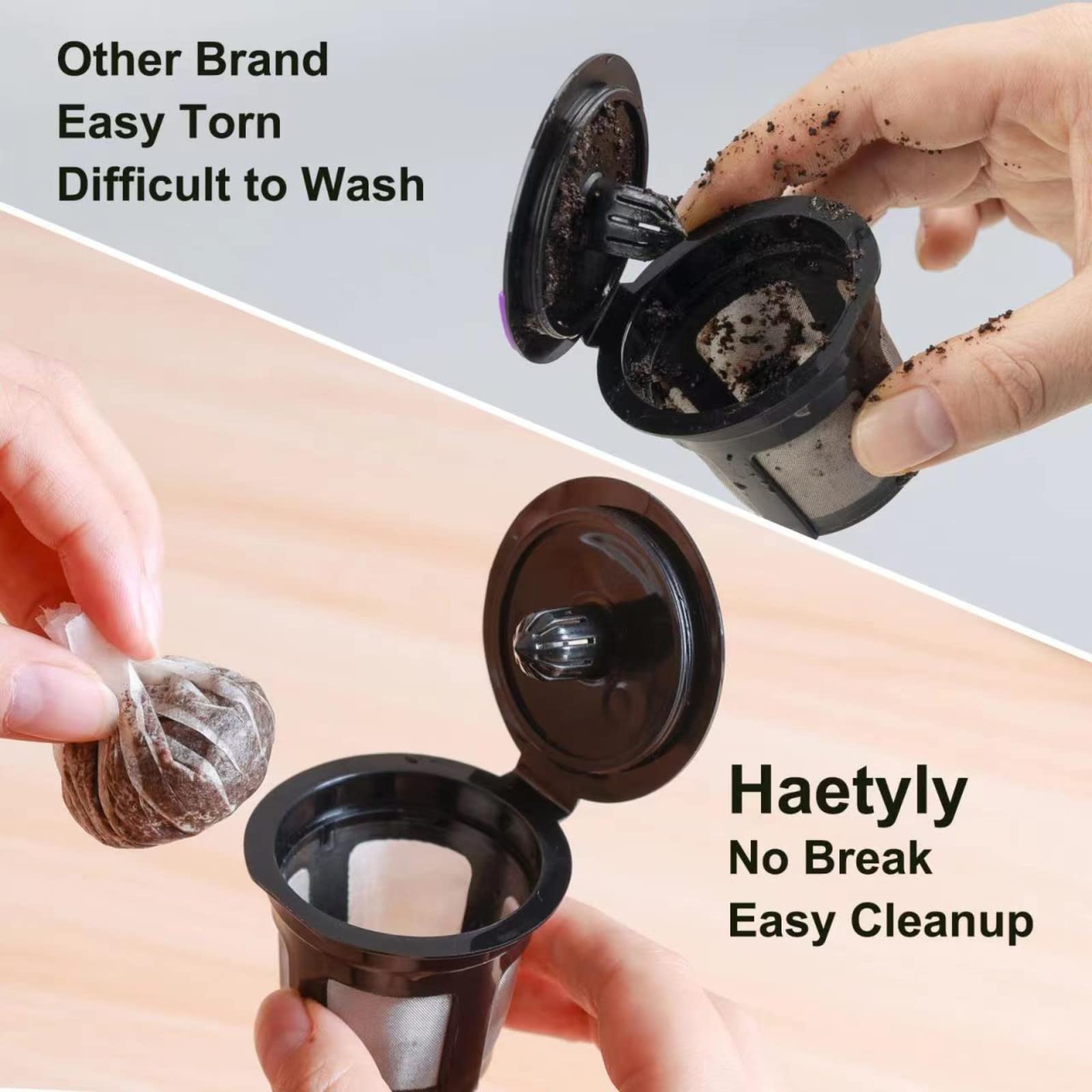 Haetyly disposable filters simplify cleanup and prevent brewing mess.