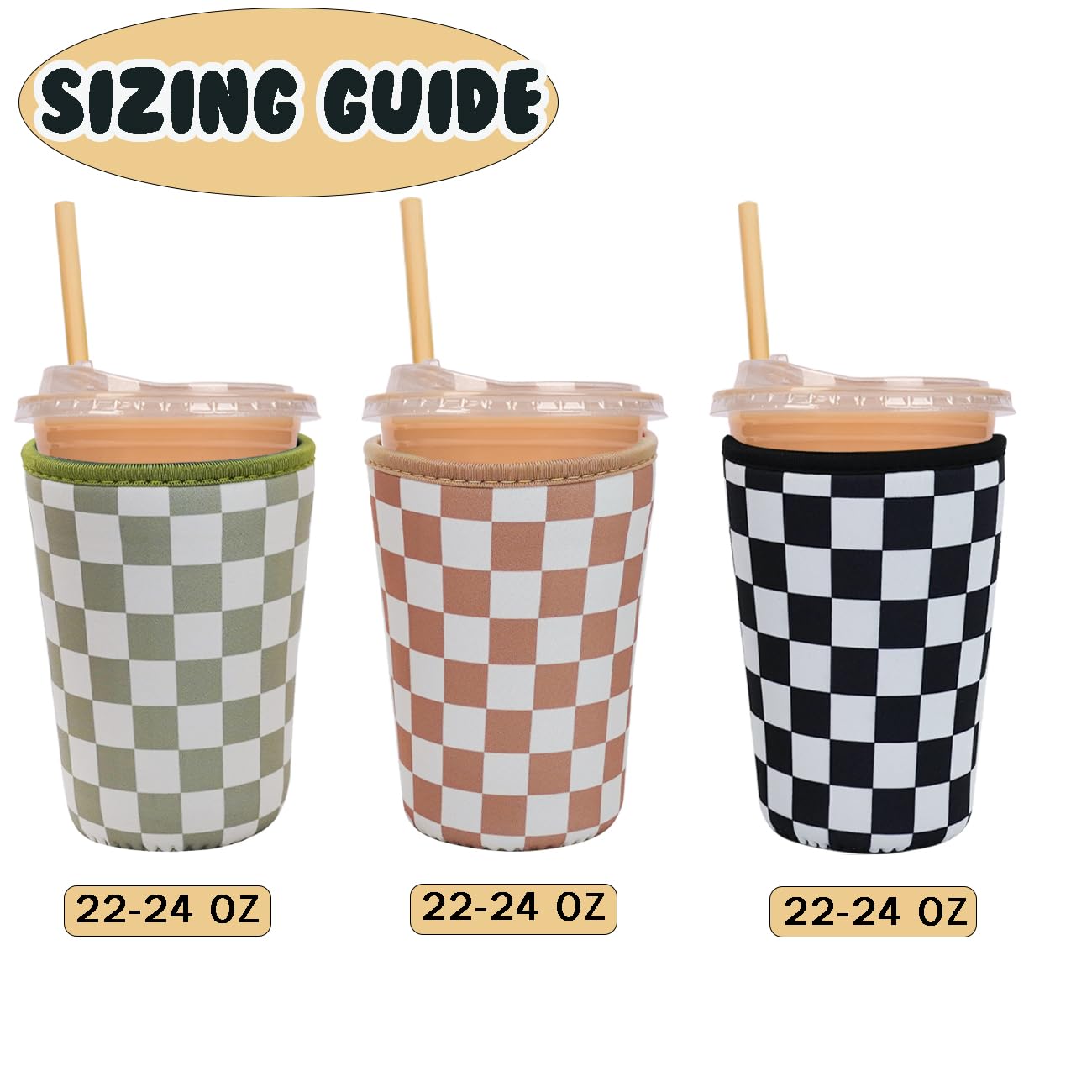 Haevola Checkered Delight sleeve for travel keeps beverages comfortable