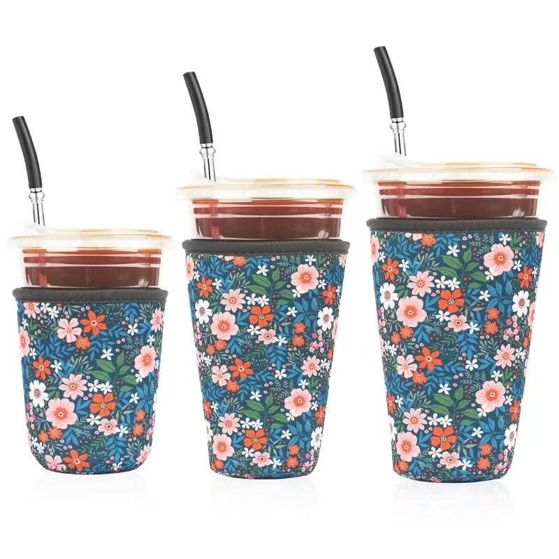 Haevola Bloom Garden exclusive design coffee sleeve keeps drinks cold and hands dry