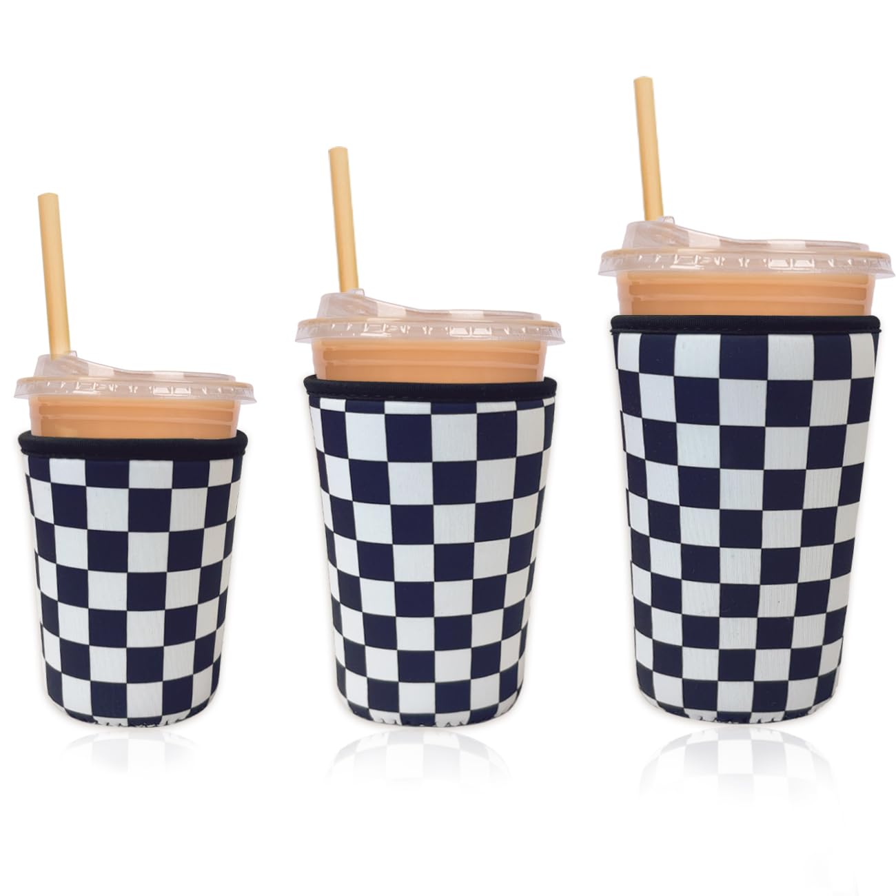 Haevola checker-grid cup sleeve with exclusive pattern for cold drinks and style