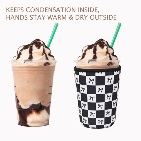 Haevola black-checkered-bows pattern adds personal style to your beverage