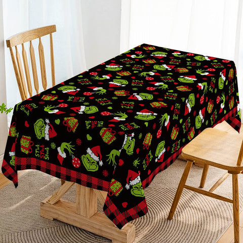 Hafangry Merry Christmas Tablecloth with green elf pattern for festive table settings.