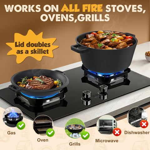 5 qt capacity shown with open lid for steaming and browning