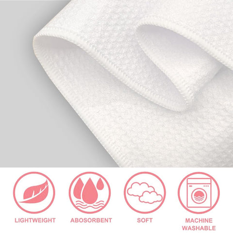 Hafhue kitchen towel hanging over a handle.