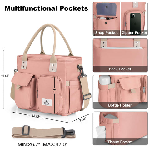 Hafmall 16L pink lunch bag front pocket for cards and snacks on the go