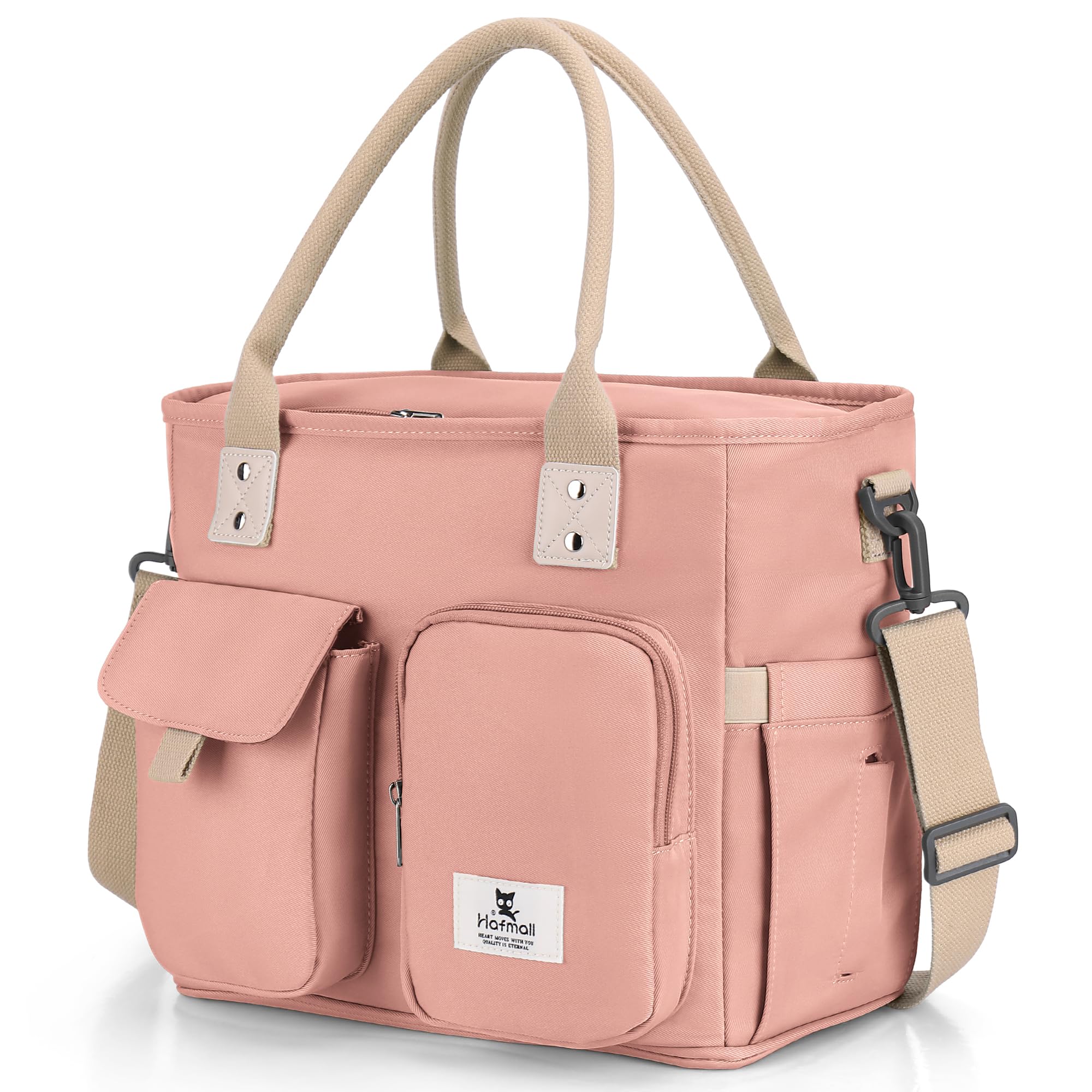 Hafmall 16L pink lunch bag open top shows spacious interior for meals on the go