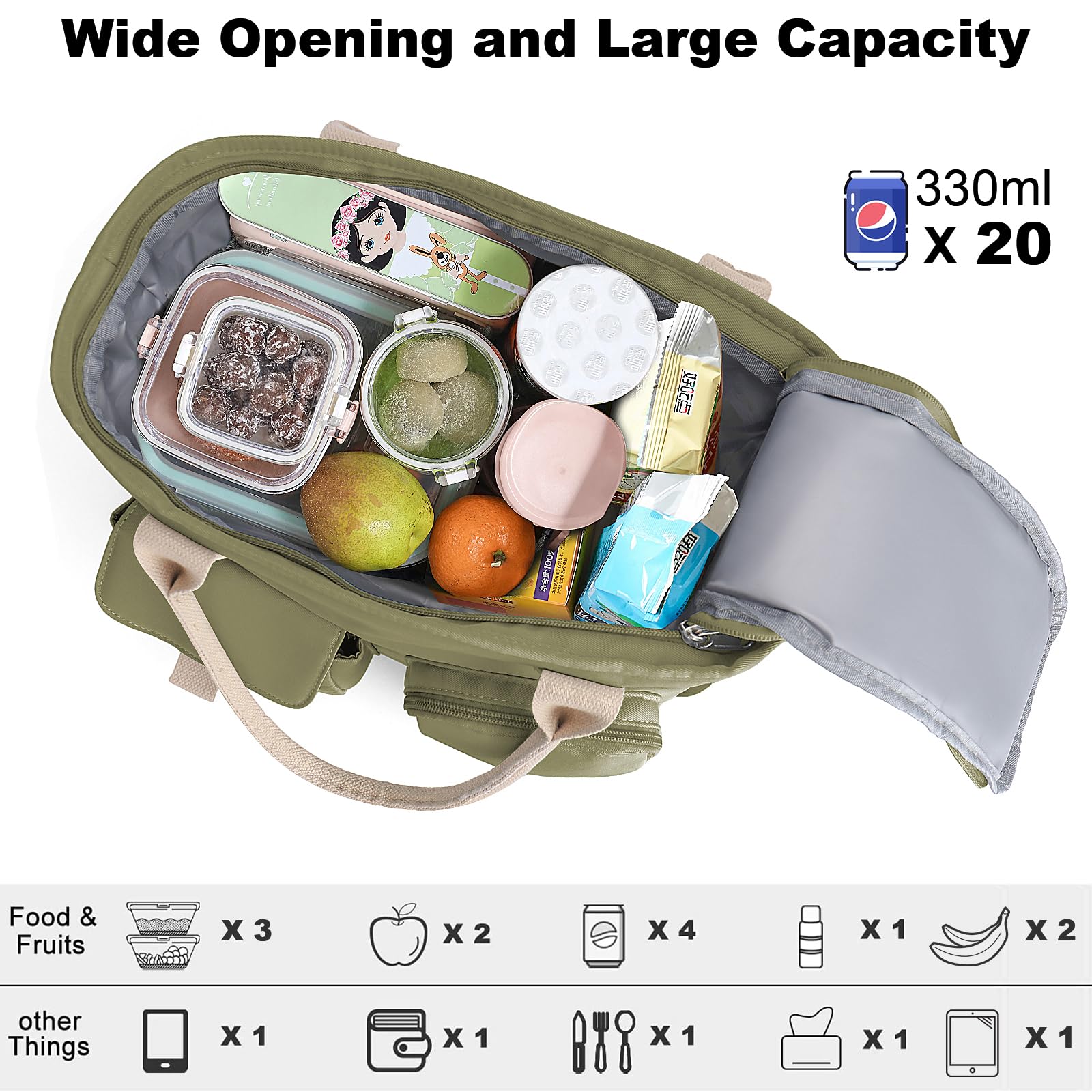 Hafmall lunch bag with shoulder strap, portable for daily commutes.