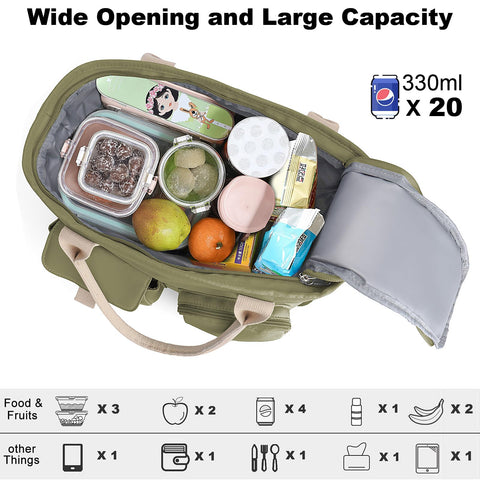 Hafmall lunch bag with shoulder strap, portable for daily commutes.