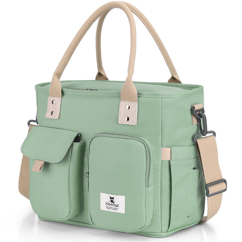 Hafmall lunch bag with wide opening for easy packing and access at work.