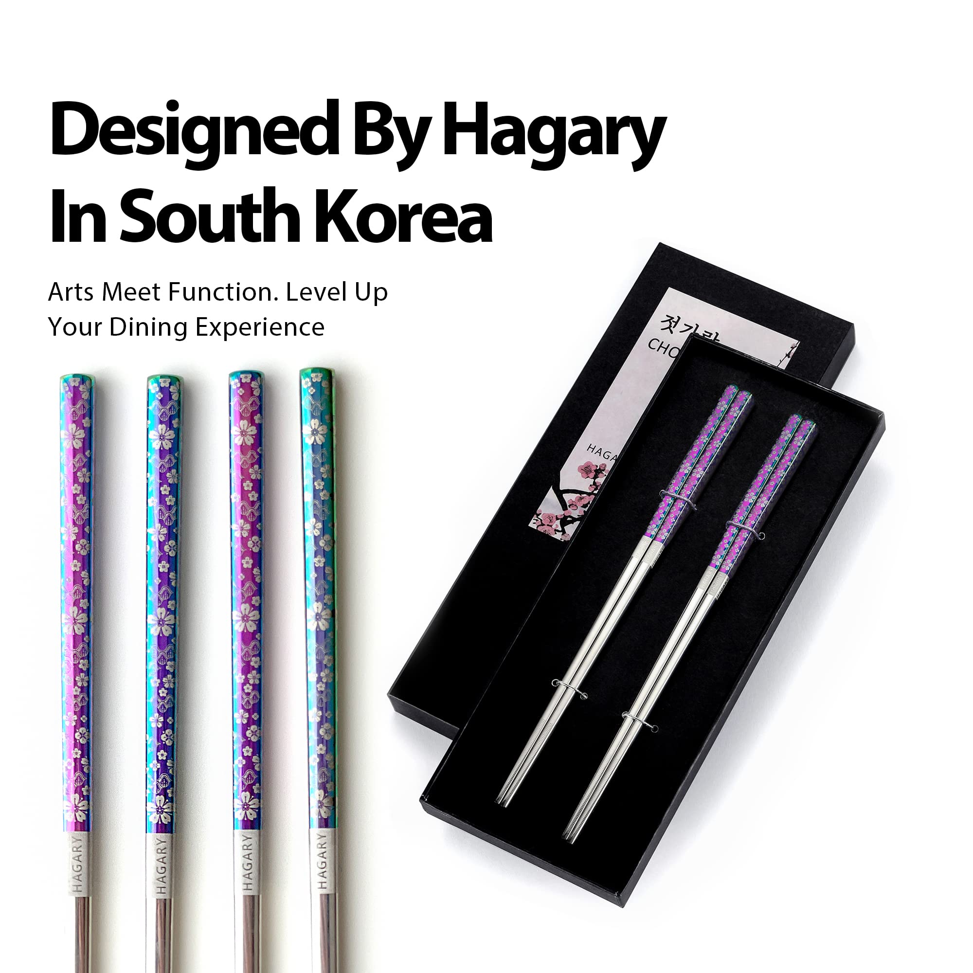 Hagary 316 stainless steel chopsticks are dishwasher safe for easy cleaning