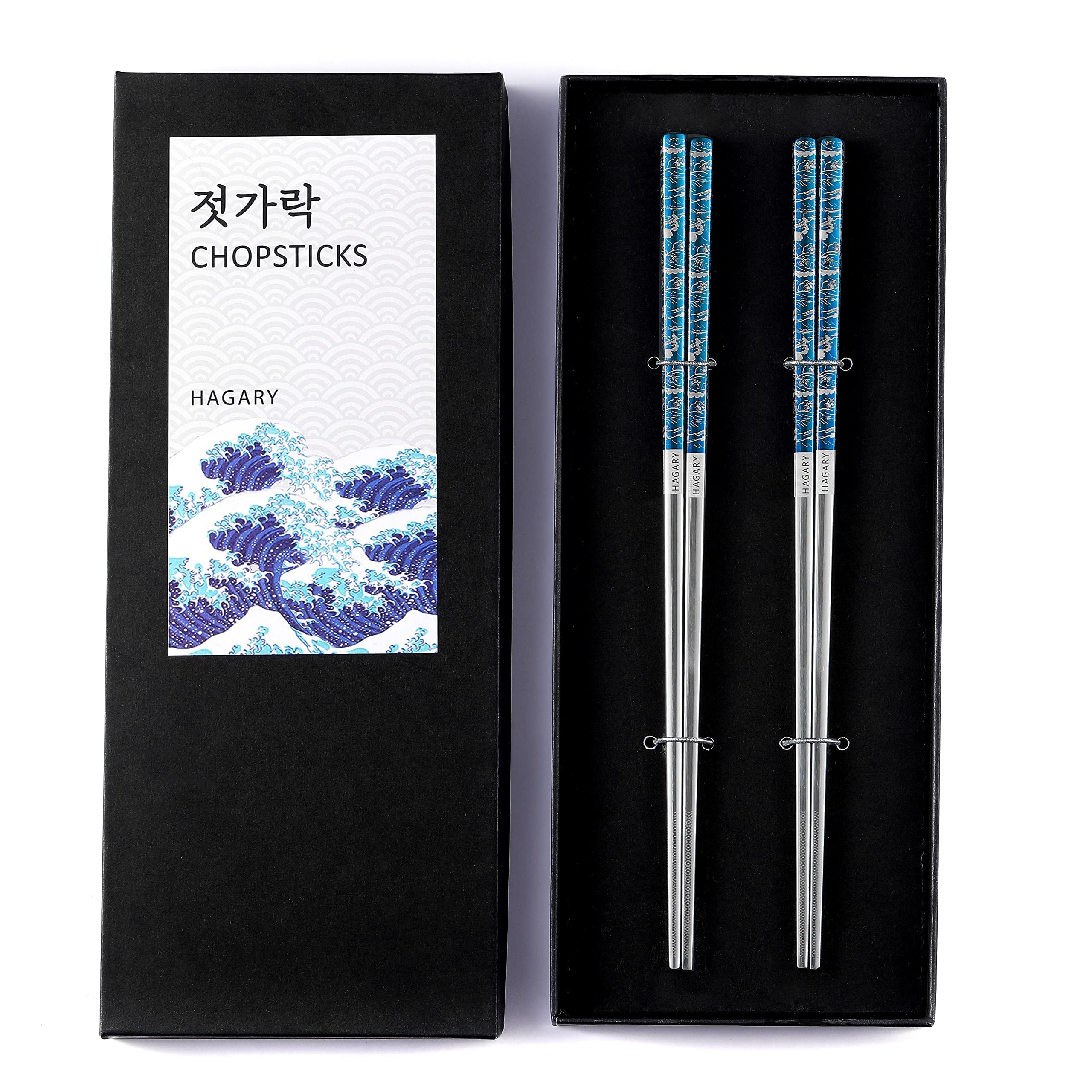 Hagary Blue Wave Chopsticks set on table, ideal for everyday elegant dining.