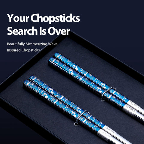 Hagary chopsticks with textured tips provide secure grip for noodles and dumplings.