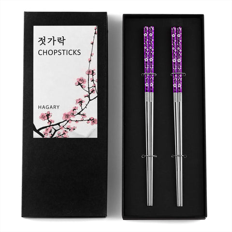 Hagary cherry blossom pattern chopsticks close-up for elegant dining.