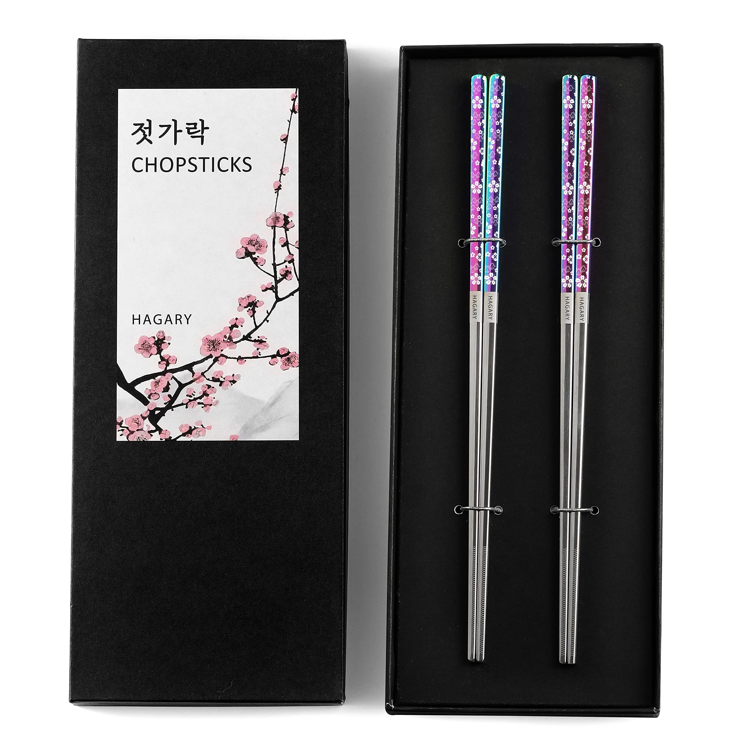 Hagary Cherry Blossom Rainbow Chopsticks front view for elegant everyday dining