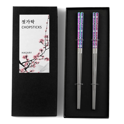 Hagary Cherry Blossom Rainbow Chopsticks front view for elegant everyday dining