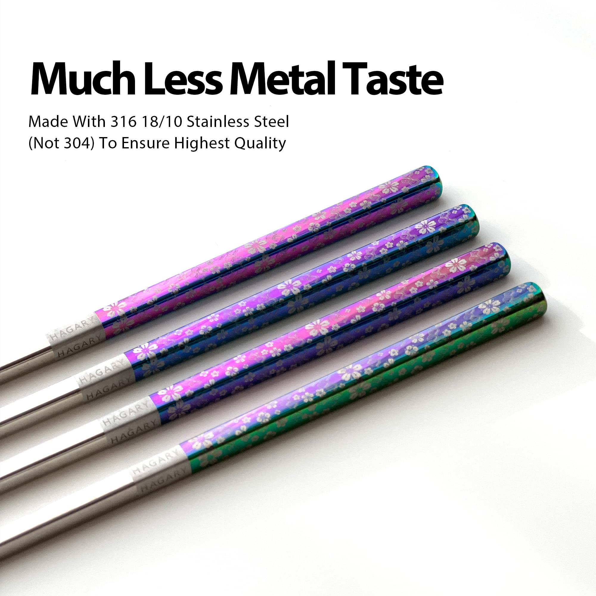 Hagary Cherry Blossom Rainbow Chopsticks square edges prevent sliding on table