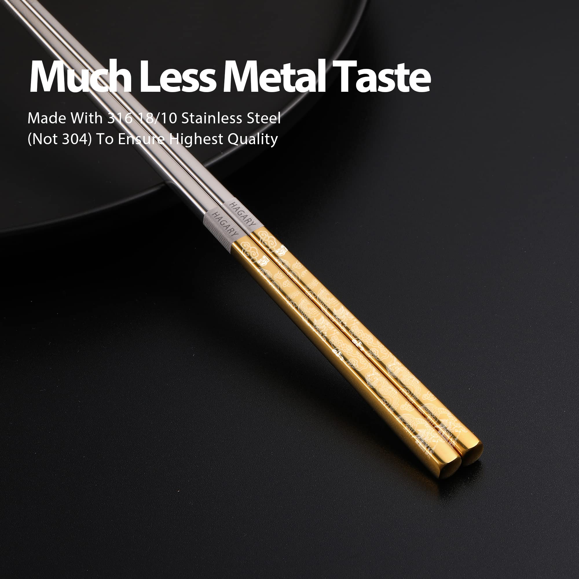 Hagary Dragon chopsticks showcase Korean-inspired laser-etched dragon detail.