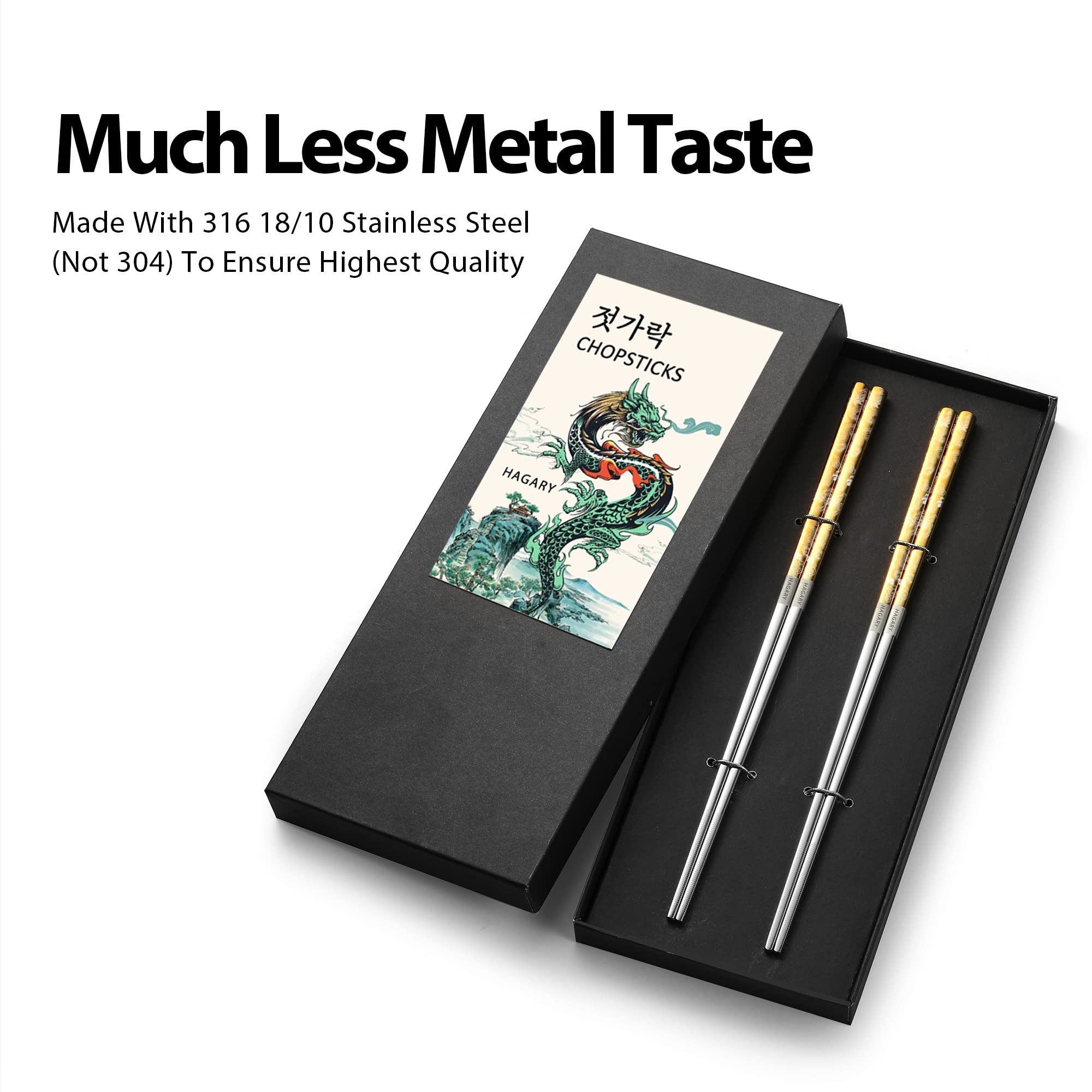 Hagary Dragon Chopsticks non-slip tips grip noodles securely during meals.