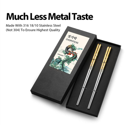 Hagary Dragon Chopsticks non-slip tips grip noodles securely during meals.