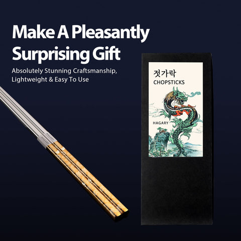 Hagary Dragon Chopsticks stainless steel 316 for durable, rust-free daily use.
