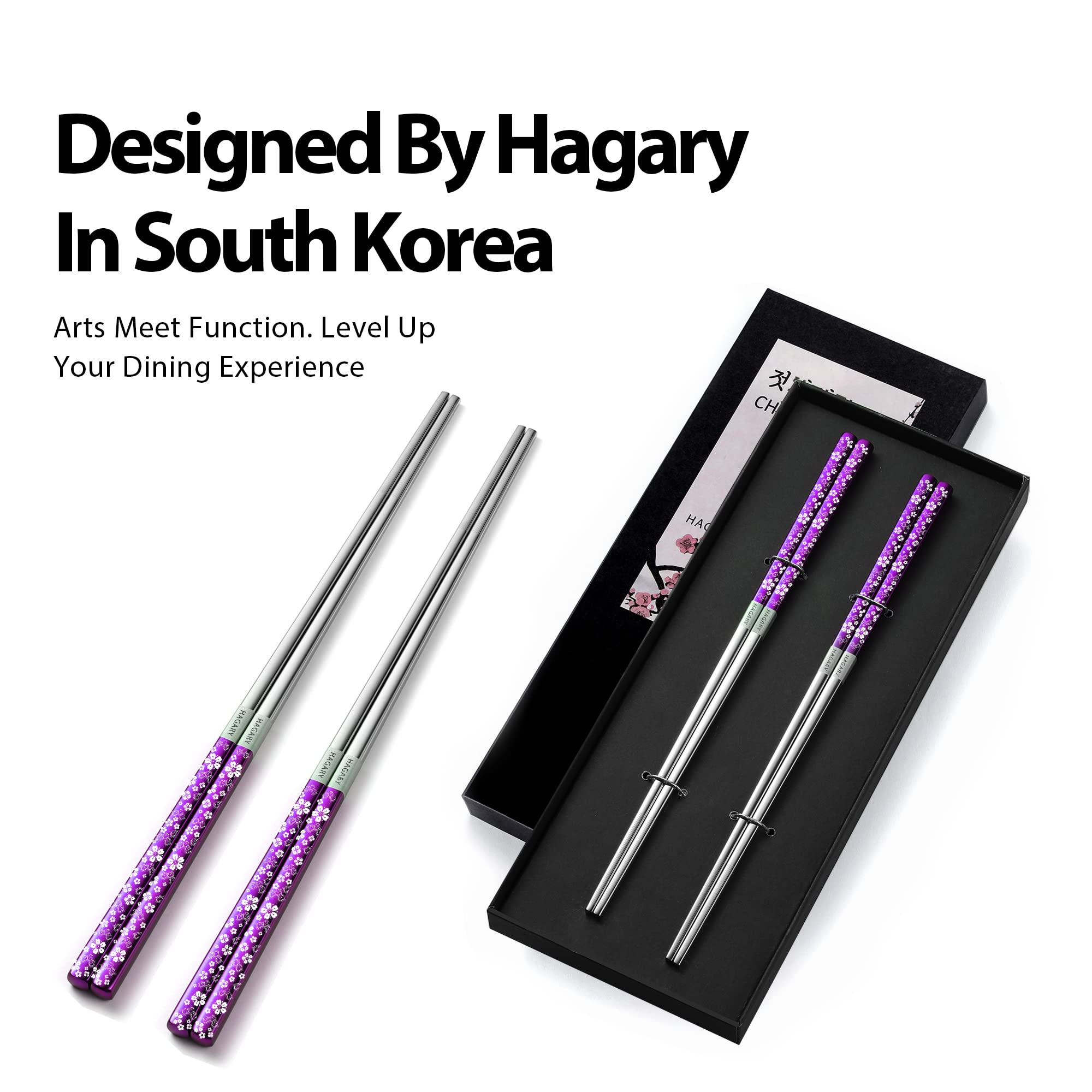 Hagary purple chopsticks in gift packaging for an upscale table setting.