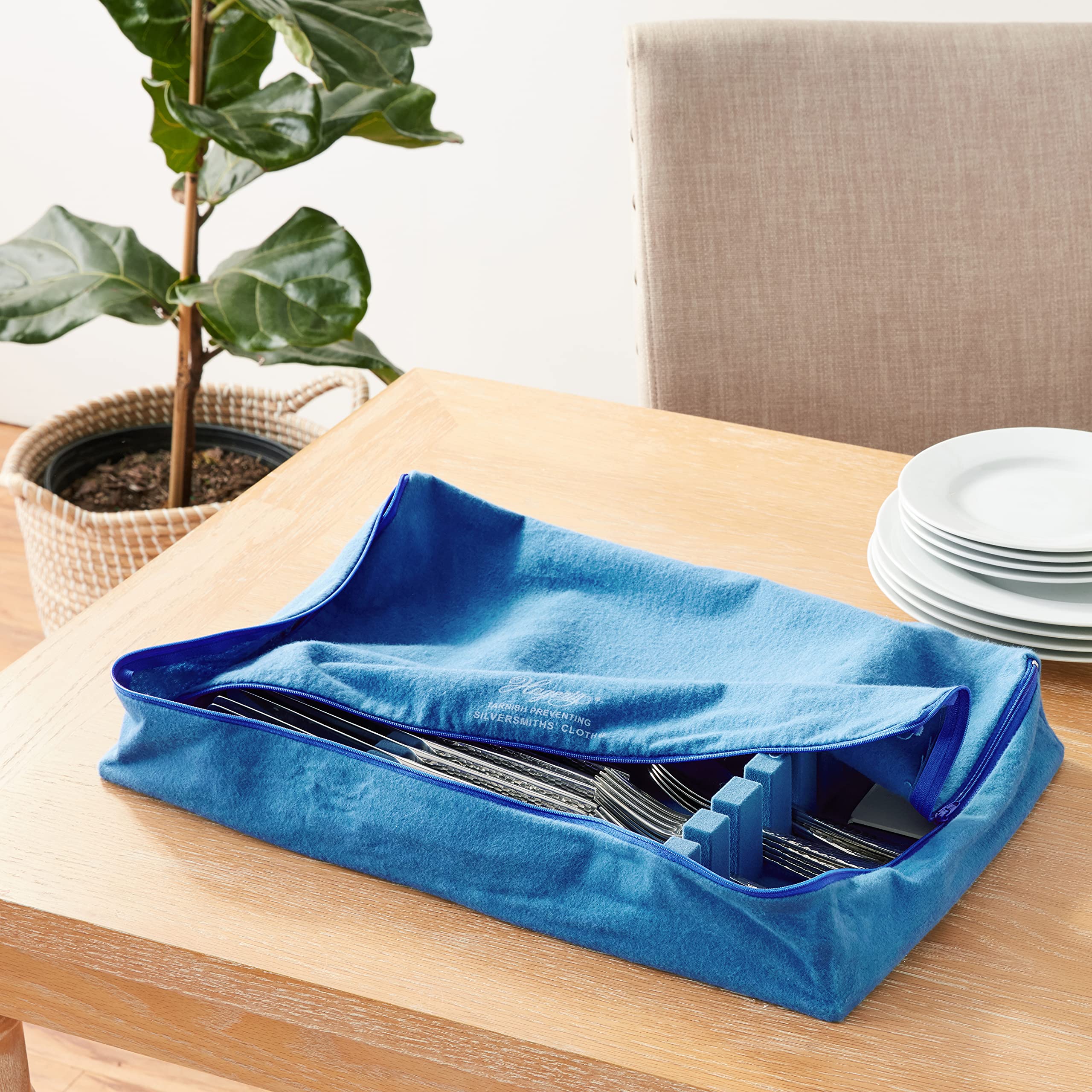 Hagerty large-capacity silverware organizer stores up to 120 pieces for daily and special occasions.