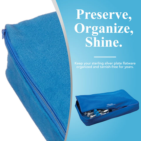 Hagerty Silversmiths’ Cloth with R-22 tarnish preventative traps sulfur gases.