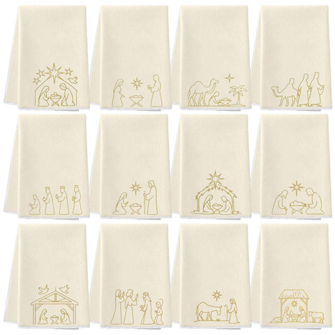 Hahafelt nativity scene kitchen towels 12-pack for festive kitchen decor and everyday drying.