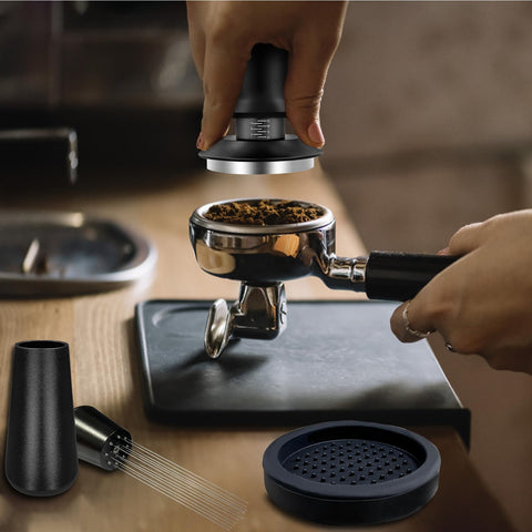 HahaGo home barista setup for easy café-quality tamping at home